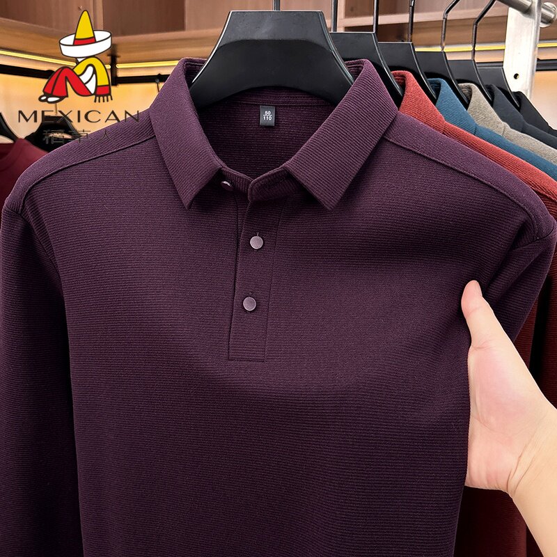 纯色翻领长袖t恤男士大码POLO衫