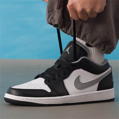 Nike Air Jordan 1减震复古篮球鞋男女同款 黑白灰553558-040百亿