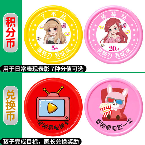 儿童奖励币积分卡小学生乐学卡塑料积分币培机构定制币家用公主风 - 封面