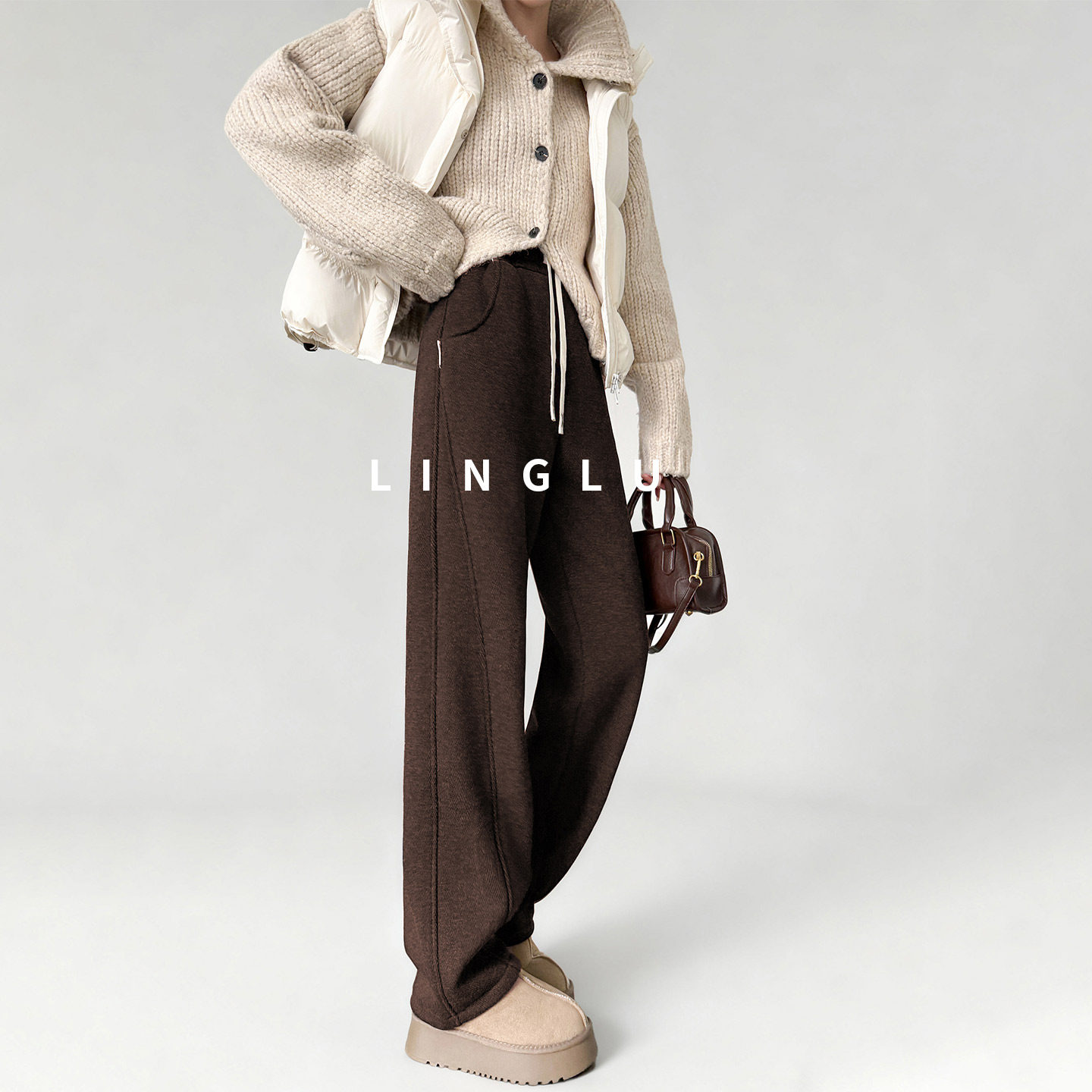 【焦糖暖意】美拉德咖色裤子加绒卫裤女冬加厚羊羔绒老钱风运动裤,女装/女士精品,棉裤/羽绒裤,淘宝优惠券,粉丝福利购,淘宝优惠卷