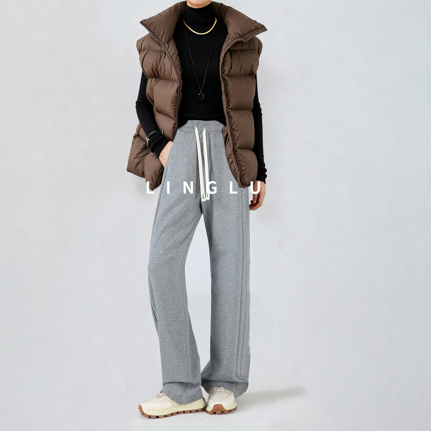 【高级感炸裂】lulu窄版灰色卫裤