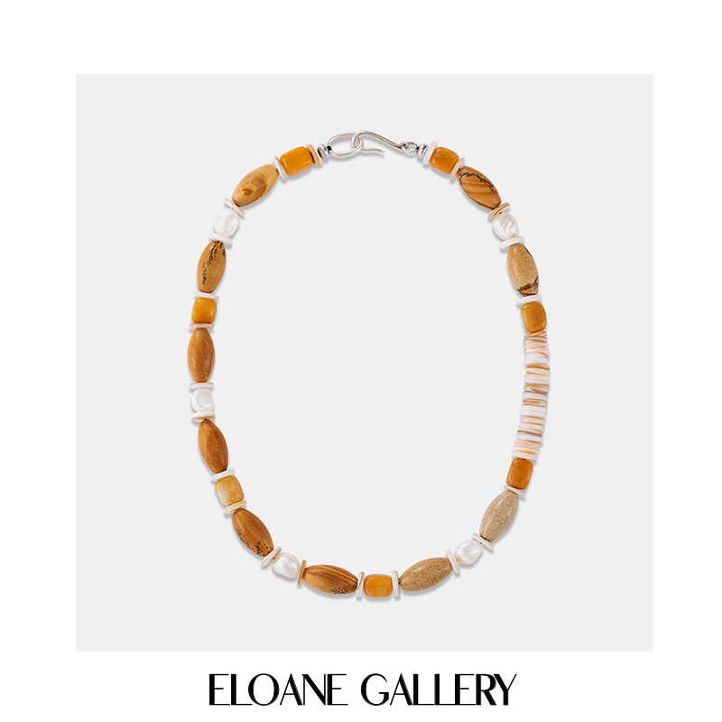 ELOANE GALLERY·落岸Annual Ring图画石天然贝壳片淡水珍珠项链
