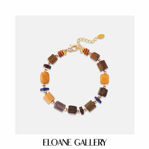 ELOANE GALLERY·落岸年轮天然石檀木黄玉玛瑙手链小众设计新中式