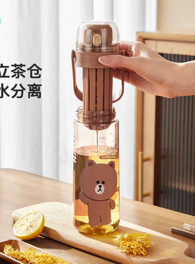LINE FRIENDS大容量水杯女生户外运动水壶学生专用夏季便携塑料杯