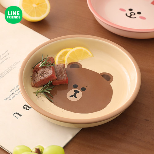 LINE FRIENDS陶瓷深盘家用汤盘可爱儿童盘子高级感西餐盘盘子餐具