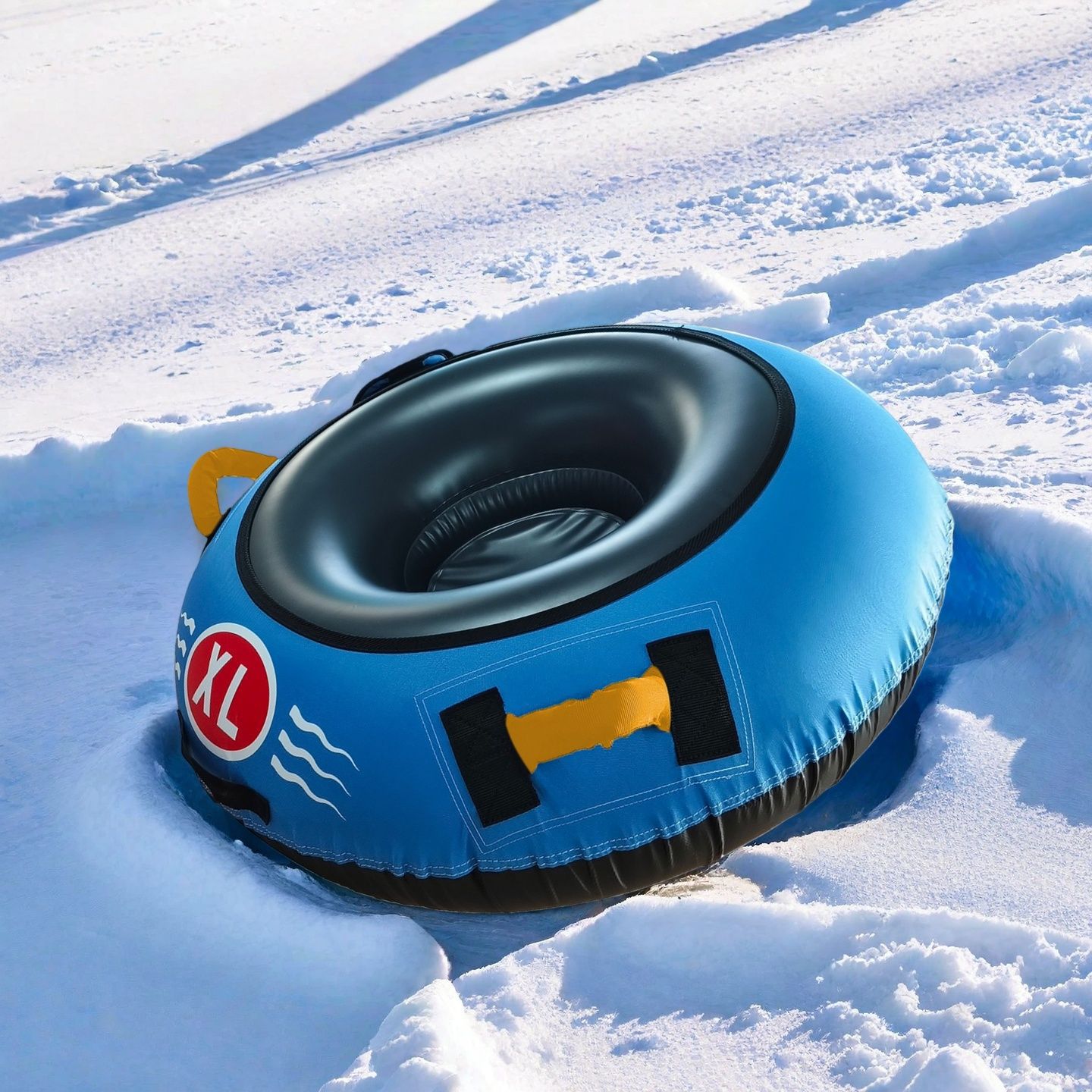 充气滑雪圈直销加厚耐寒PV内胆耐磨布套单人滑雪拖拉圈