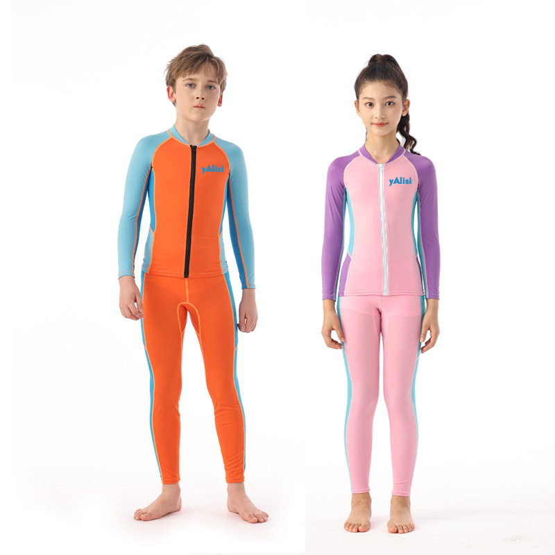 儿童泳衣裤女童分体泳衣防晒服中大童温泉游泳长袖男童泳装