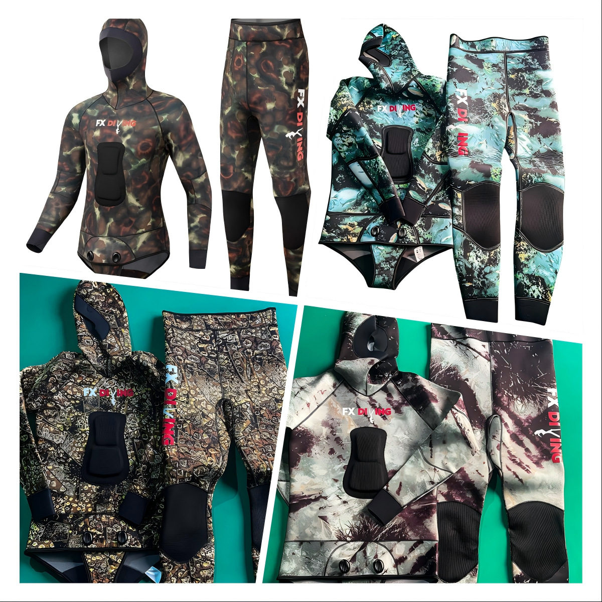 m光胶滑皮涂钛迷彩服分体潜水服水母衣潜水衣自由潜专用