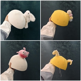 时尚滑雪头盔帽套装饰可爱卡通帽罩头盔罩儿童男女情侣款