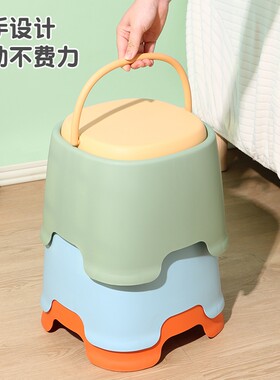 可手提板凳家用餐椅茶几凳子北欧儿童塑料加厚厕所踩脚凳小孩矮凳