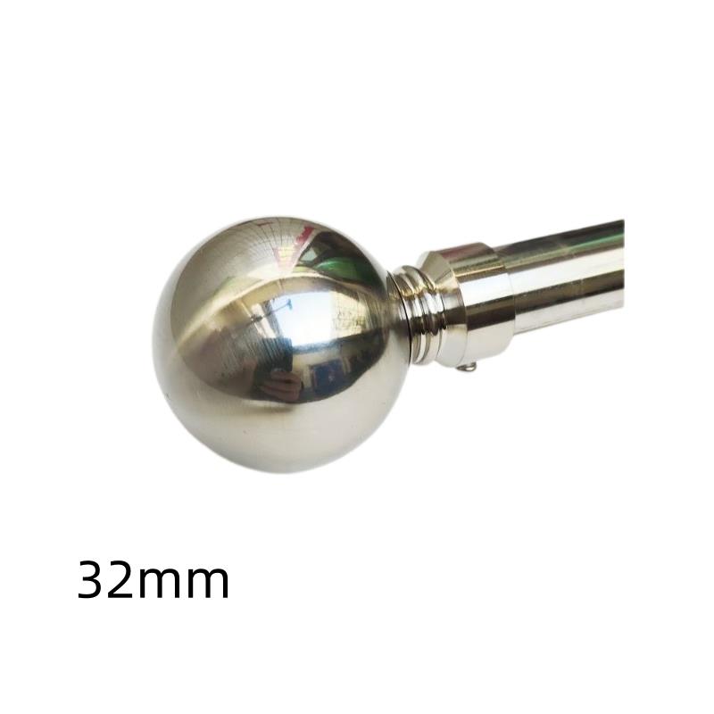 32mm金属空心圆球 装饰球头帽罗马杆圆管窗帘杆配件 不锈钢色堵头