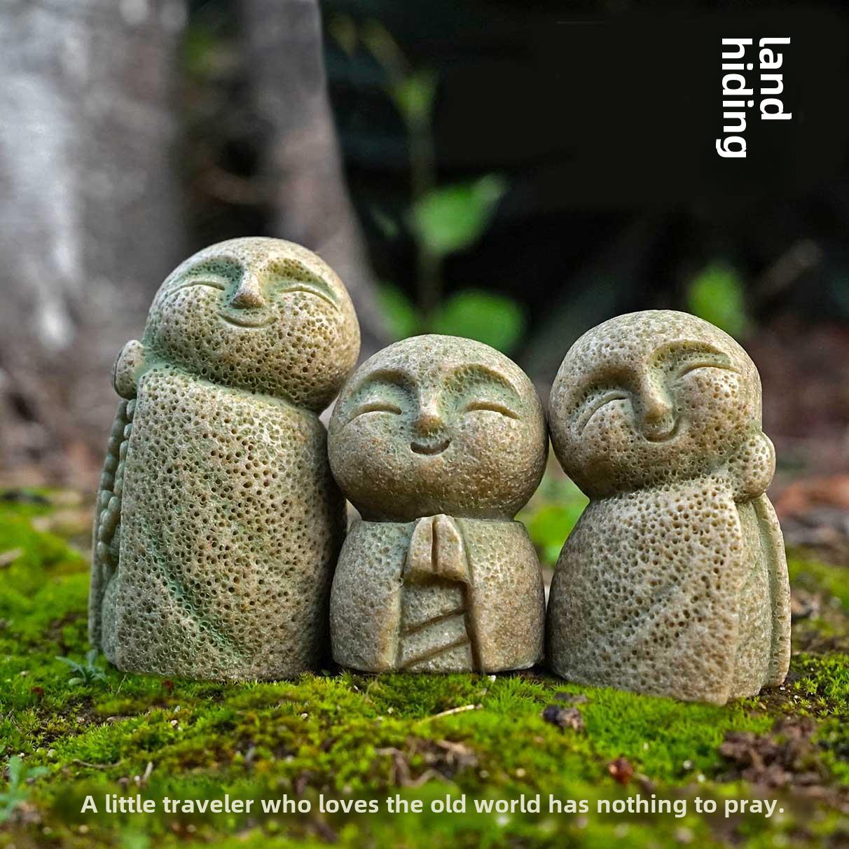 可爱地藏日式小佛动物盆景鱼缸装饰摆件微场景苔藓造景京都趣味