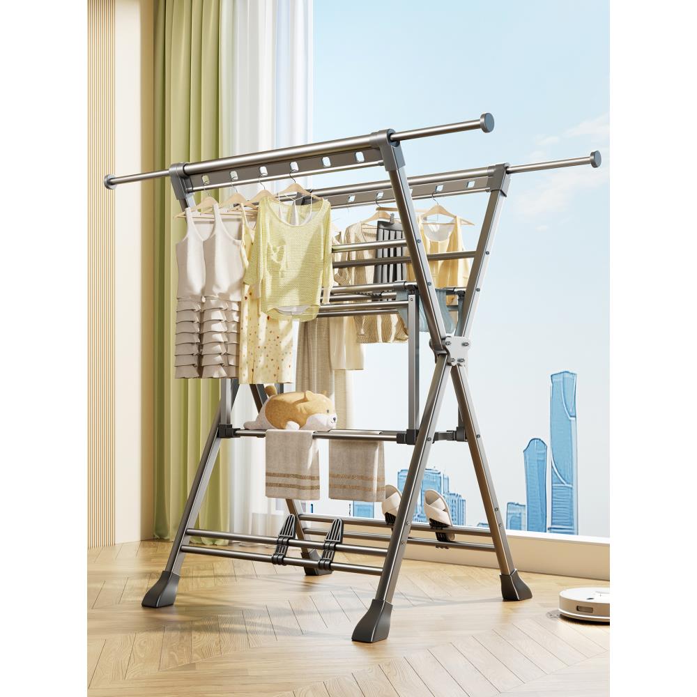 阳台晾衣架落地式家用晾衣架室内可折叠晾衣架晾衣架晾衣被制品