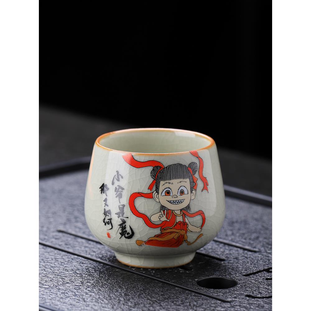 古色古香汝窑禅杯可开养单件高端大师杯、个人茶杯、陶瓷功夫茶具