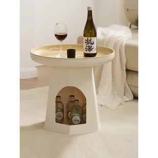 迷你客厅创意床头柜 奶油风沙发猫窝边几角几极简小圆桌子设计师款