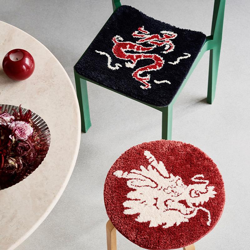 清仓 防滑椅垫 龙头图案防滑簇绒坐垫 学生家用办公室防凉PP垫子
