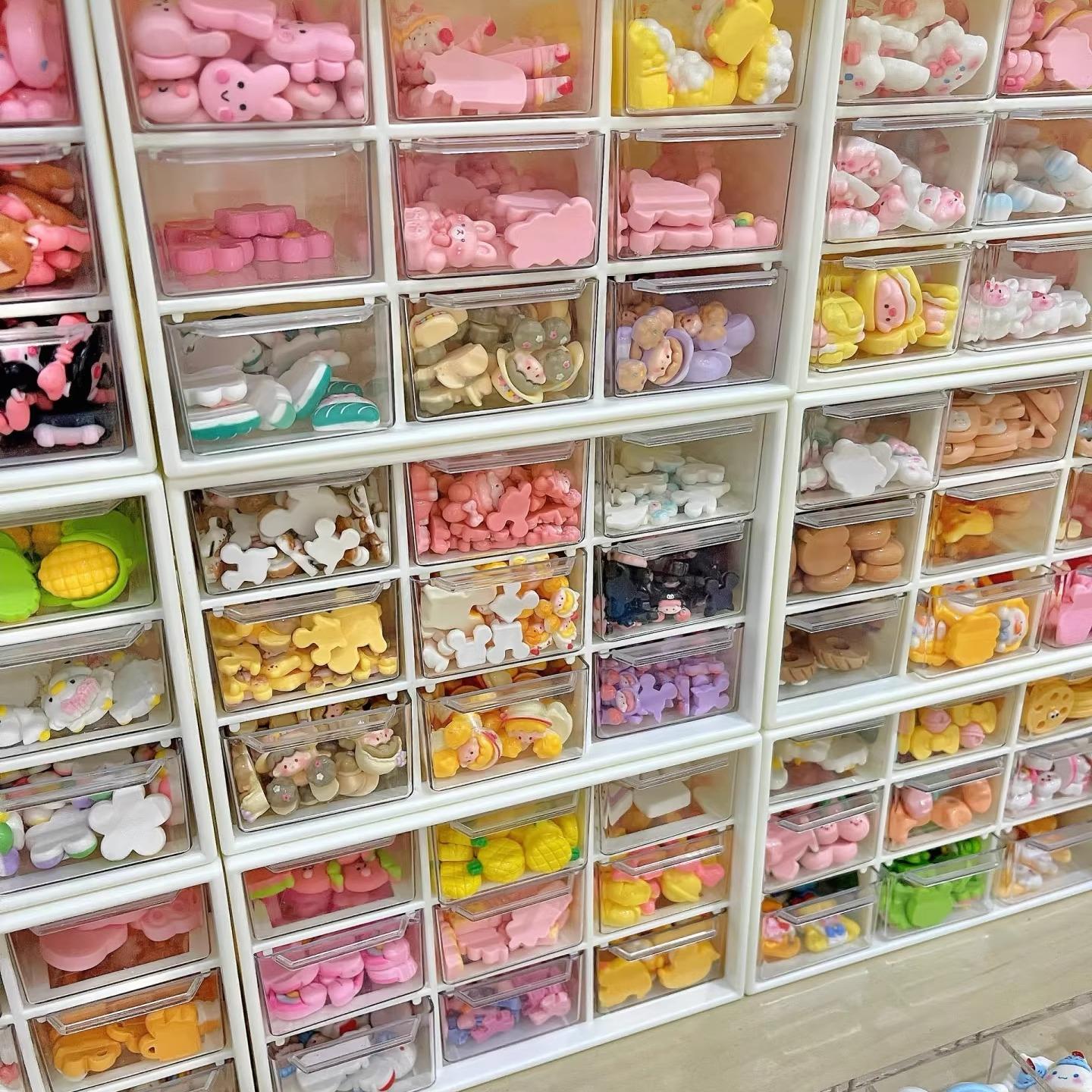 抽屉式收纳盒工具珠子拼字豆收纳桌面厨房发饰宿舍奶油胶配件组织