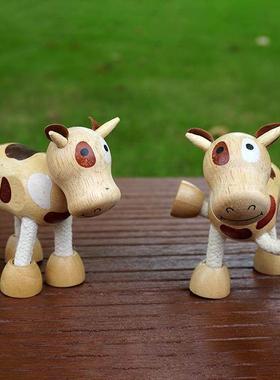 奶牛木偶创意摆件玩具装饰品卡通木偶桌面摆设儿童房间