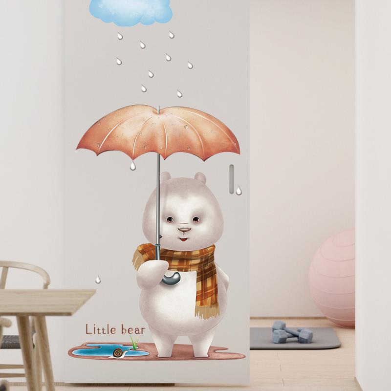 可爱小熊儿童房间墙贴纸走廊墙面装饰贴纸卡通动物墙贴画自粘墙纸图片