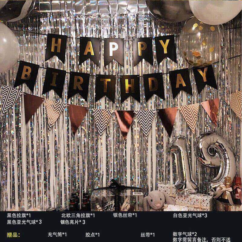 生日布置场景装饰派对男女孩用品背景墙气球男女儿童18岁成人礼