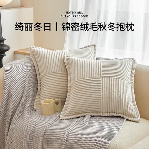 毛绒网红抱枕套INS风沙发靠垫客厅简约现代靠枕45*45cm含枕芯