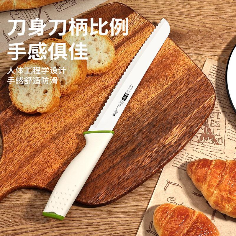 德国不掉渣切面包专用刀吐司刀烘焙家用切片小锯齿不锈钢面包割刀图片