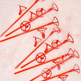 爱心气球用大拖杆18寸星星铝膜球桌飘立柱气球拖棒带蝴蝶结气球杆