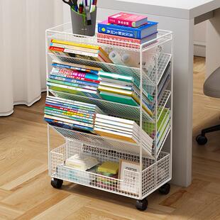 书桌旁可移动带轮小推车置物架落地多层文件架旁桌下书本收纳书柜