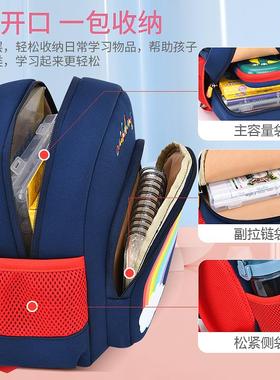 新款幼儿园书包女孩3-5岁彩虹紫色可爱小中班防走失儿童宝宝背包