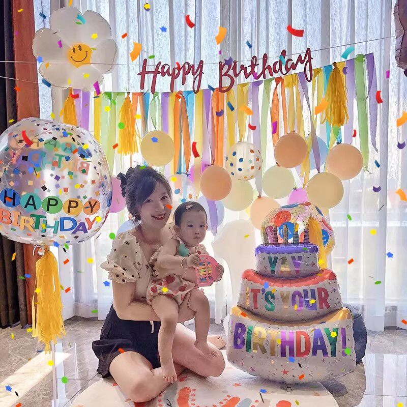 男女孩宝宝儿童6三周岁生日布置装饰品场景气球拍照氛围派对道具