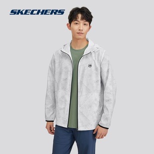 Skechers斯凯奇春夏梭织连帽运动外套男舒适户外防晒风衣P224M059