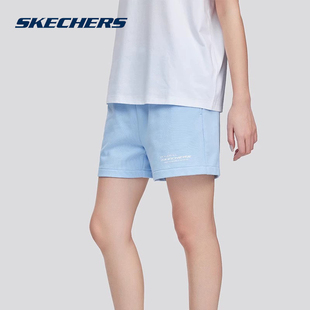 P224W032 女印花针织日常百搭运动休闲短裤 Skechers斯凯奇正品 夏季
