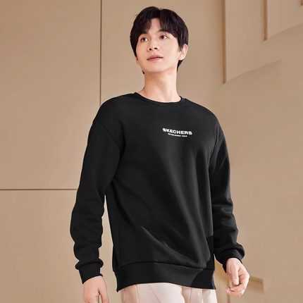 SKechers斯凯奇加绒卫衣男女款百搭舒适保暖情侣圆领上衣L424U192