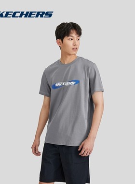 Skechers斯凯奇2025新款舒适纯棉运动短袖男夏季透气T恤L224M047
