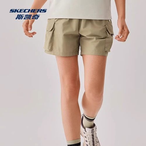 斯凯奇夏季女士休闲百搭梭织短裤