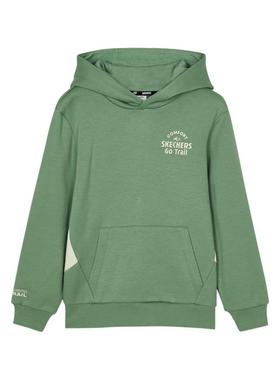 Skechers斯凯奇冬季休闲舒适亲肤男孩针织连帽套头卫衣P424B040