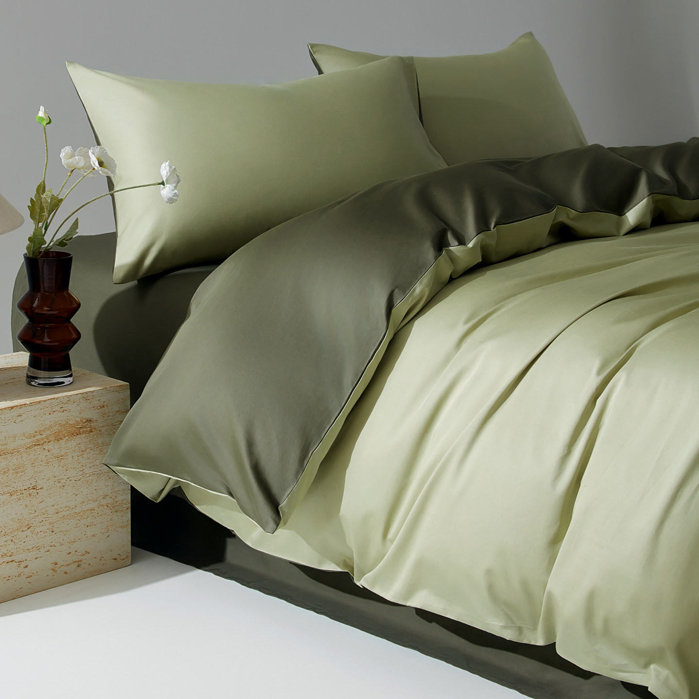 100支新疆长绒棉床上四件套纯棉全棉贡缎床单被套床笠床品三件套