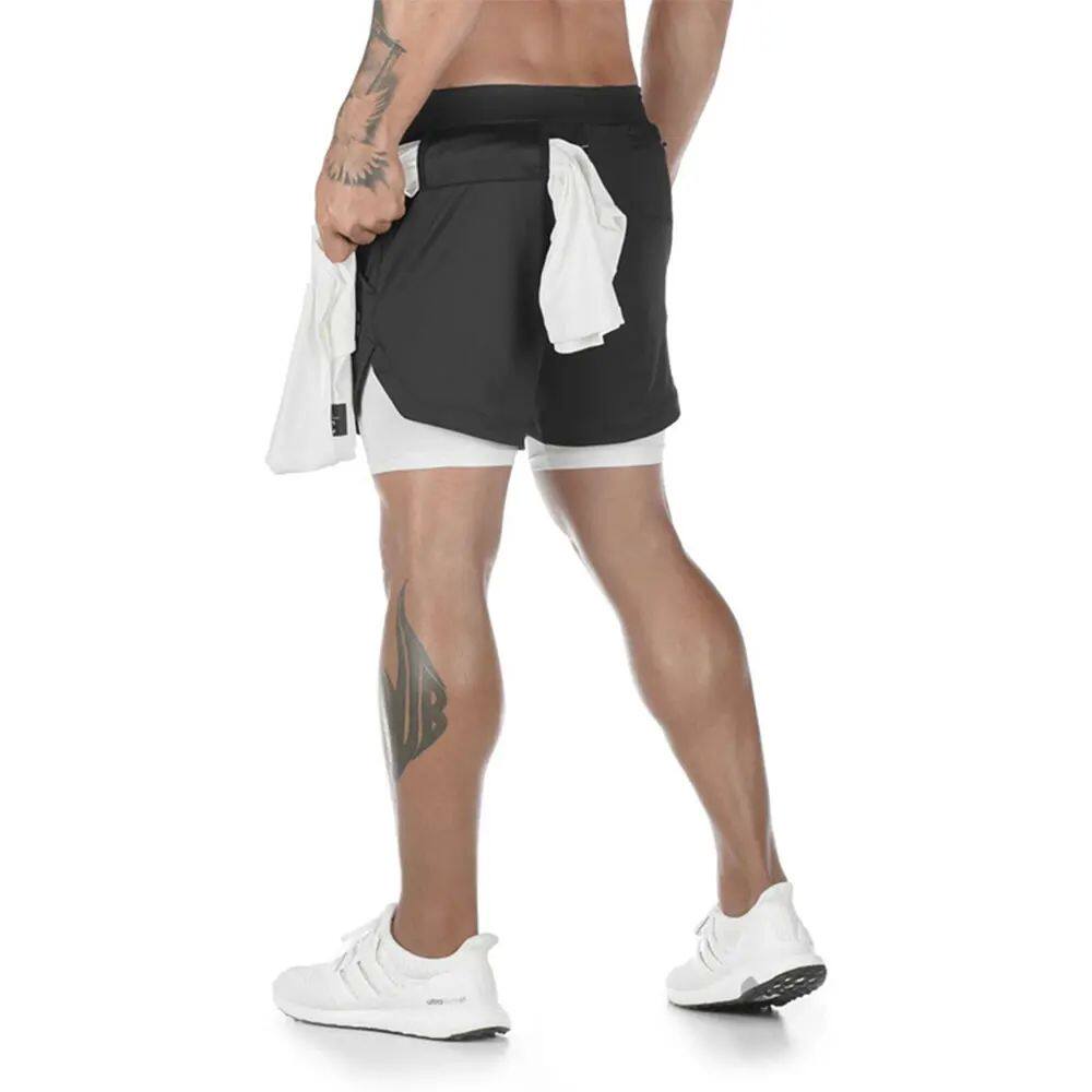 ANIME GYM SHORTS FOR MAN DOUBLE LAYER 2-IN-1 QUICK-DRYING SW