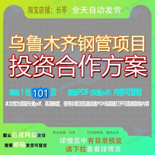 乌鲁木齐钢管项目投资合作方案101页 项目合作文档钢管优质乌鲁