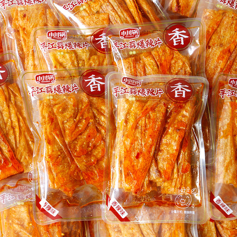 小川锅平江蒜爆辣片千张豆腐500克独立小包装1斤包邮麻辣豆皮零食