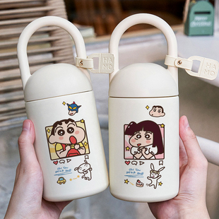 蜡笔小新保温杯卡通情侣款创意一对水杯子可爱高颜值闺蜜小巧便携