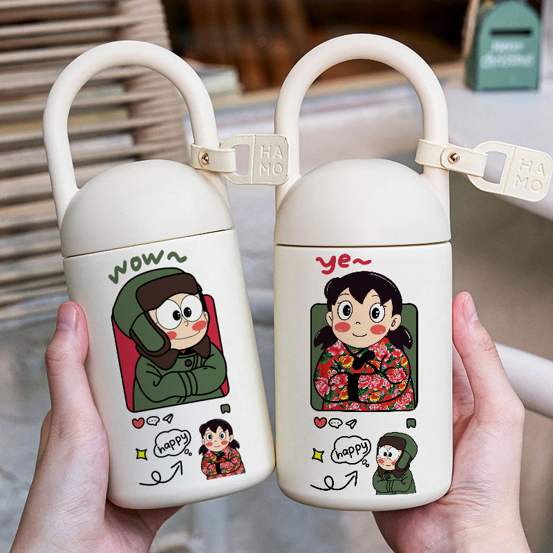 趣味情侣保温杯创意一对水杯子网红潮流ins搞怪316不锈钢小巧便携