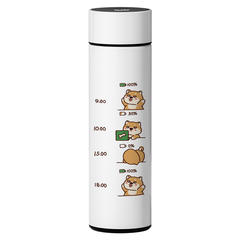 柯基小狗水豚智能保温杯个性搞怪水杯子趣味简约带过滤304不锈钢