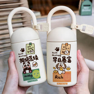 熊猫保温杯卡通可爱2025新款女高颜值拒绝焦虑水杯子小巧便携定制