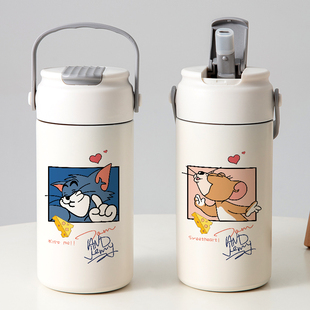 猫和老鼠周边吸管保温杯ins网红情侣款卡通可爱潮流水杯子大容量
