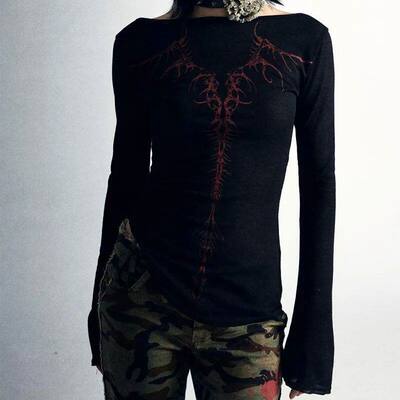 90s Vintage E-girl Emo Clothes Fires Graphic Print Y2K Grung
