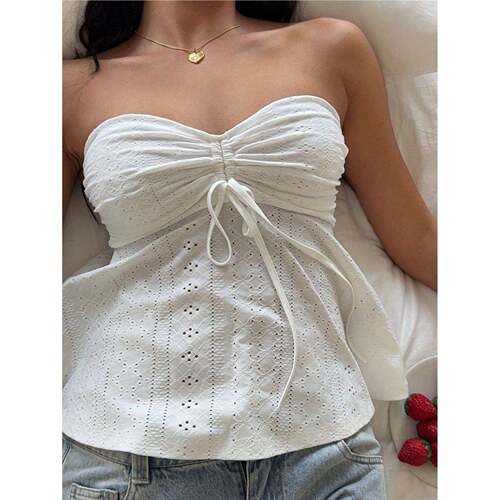 2026夏高级感甜辣风抹胸背心修身无袖露背上衣Strapless vest top