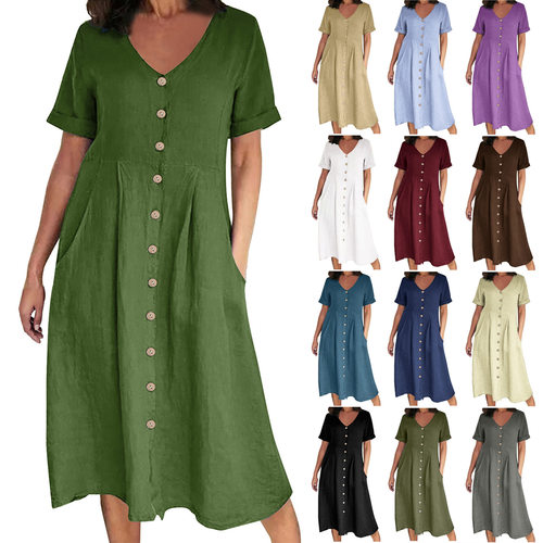 5XL plus size Summer dress for women大码时尚女士棉麻连衣裙