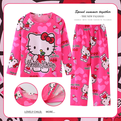 HelloKitty女童睡衣春秋薄款公主风小女孩子可爱凯蒂猫家居服套装