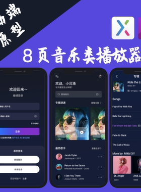 8页音乐类APP播放器交互设计产品原型Axure源文件